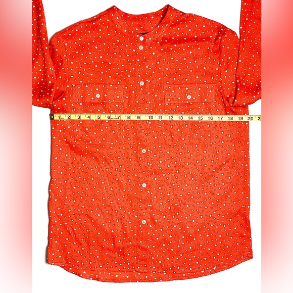 J. Crew Women's Orange Silk Long Sleeve Button Up Star Print Top/Blouse Size 2 - Picture 10 of 12